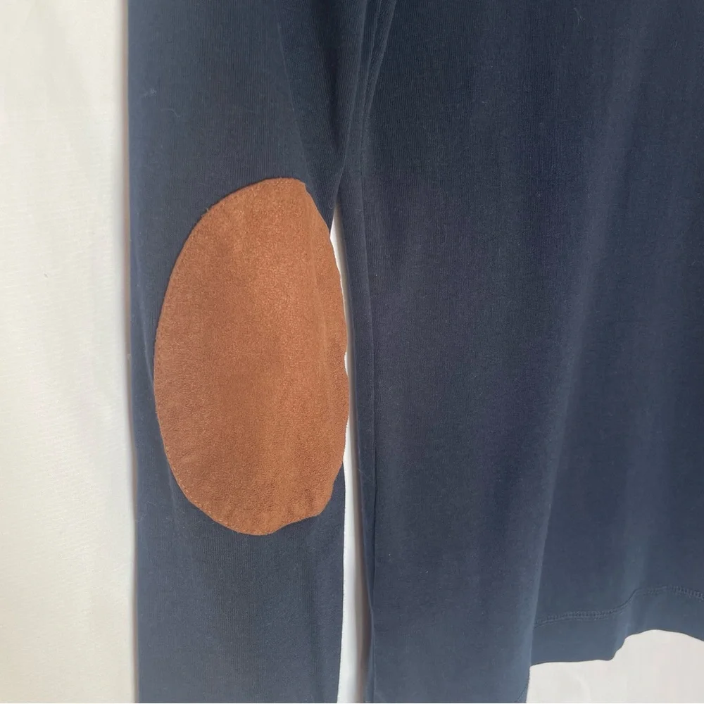 LRL Navy Blue Longsleeve Crewneck w/ Suede Shoulder Patch 100% Cotton Size M - Picture 7 of 10
